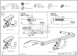 Tažné zařízení Audi A3 / Seat Leon / VW Golf 7 - pevné, od 2012