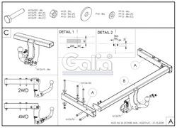 Tažné zařízení Audi A6 Avant (kombi) 1997-2005 (2WD), odnímatelný bajonet, Galia