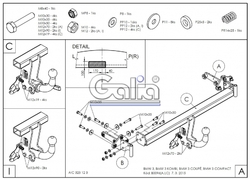 Tažné zařízení BMW 3-serie sedan 1998-2005 (E46), odnímatelný bajonet, Galia