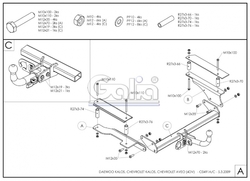 Tažné zařízení Daewoo Kalos sedan 2002-2006, odnímatelný bajonet, Galia