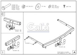 Tažné zařízení Ford Fusion Calero 2008-2011 , odnímatelný bajonet, Galia
