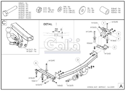 Tažné zařízení Honda Jazz 2008-2015 , odnímatelný bajonet, Galia