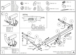 Tažné zařízení Honda Jazz 2023- , odnímatelný bajonet, Galia