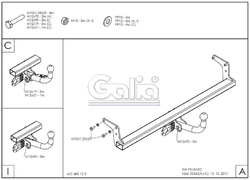 Tažné zařízení Kia Picanto 2011-2015 , odnímatelný bajonet, Galia