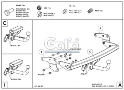 Tažné zařízení Mazda CX-9 2006-2016 , pevný čep 2 šrouby, Galia