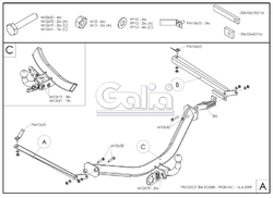 Tažné zařízení Peugeot 306 kombi 1997-2002, odnímatelný bajonet, Galia