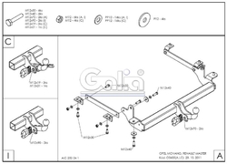 Tažné zařízení Renault Master skříň 2010-, pevný čep 2 šrouby, Galia