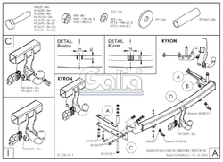 Tažné zařízení SsangYong Kyron 2005- , bajonet, Galia