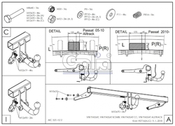 Tažné zařízení Volkswagen Passat Alltrack 2012-2014/11 (B7), bajonet, Galia