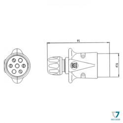 Zástrčka 7pin (DIN), kovová, IP44, Erich Jaeger
