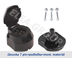 Zásuvka 7+1pin (DIN) IPx4 s odpojením mlh. světla + podložka